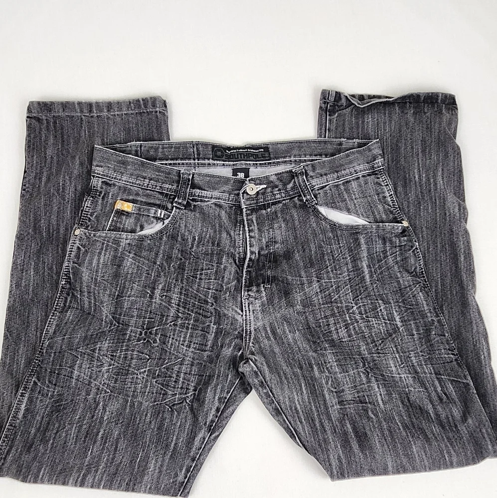 Vintage Y2K South Pole Relaxed Fit Jeans. Grey and Black mix. 38×34. Black Tab - Picture 3 of 9